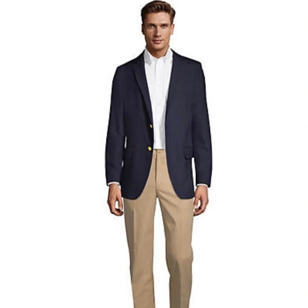 LANDS END' Men's Tailored Fit Hopsack Blazer, dark navy
